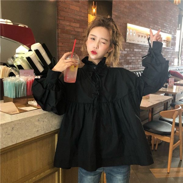 stand collar long sleeve white pleated blouse solid white ruffles split joint onesize shirts
stand collar long sleeve white pleated blouse solid white ruffles split joint onesize shirts