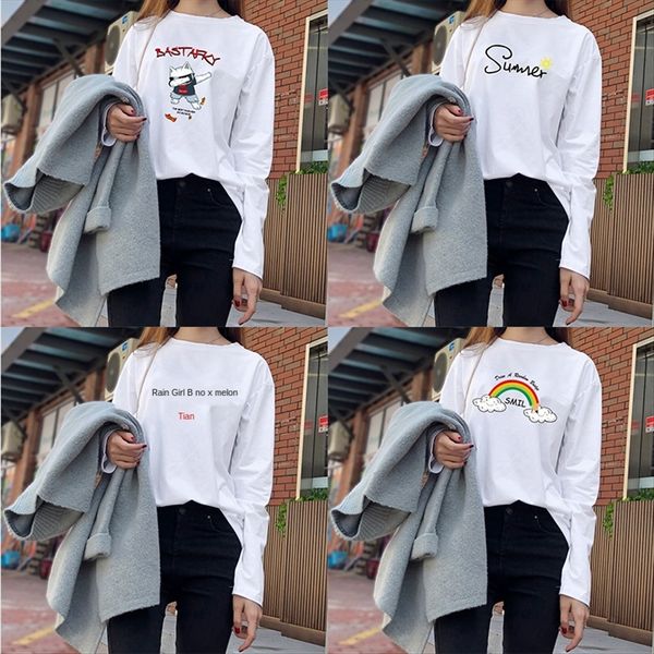 2020 season long-sleeved type t-shirt casual all-match women's base shirt women's long-sleeved t-shirt, White
2020 season long-sleeved type t-shirt casual all-match women's base shirt women's long-sleeved t-shirt, White