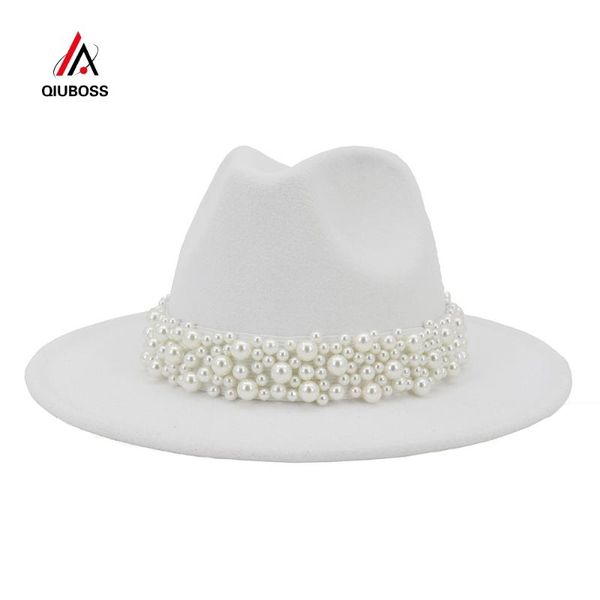 2020 women wide brim imitation wool felt fedora hats fashion party female dress hat pearl ribbon decor white hat, Blue;gray 
2020 women wide brim imitation wool felt fedora hats fashion party female dress hat pearl ribbon decor white hat, Blue;gray