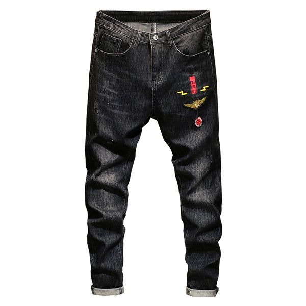 man fashion black print jeans high street motorcycle biker jeans men casual slim denim cotton pencil pants a880, Blue
man fashion black print jeans high street motorcycle biker jeans men casual slim denim cotton pencil pants a880, Blue