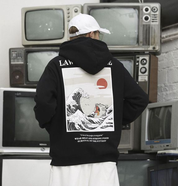 2019 japane e embroidery funny cat wave printed fleece hoodie winter japan tyle hip hop ca ual weat hirt treetwear, Black
2019 japane e embroidery funny cat wave printed fleece hoodie winter japan tyle hip hop ca ual weat hirt treetwear, Black