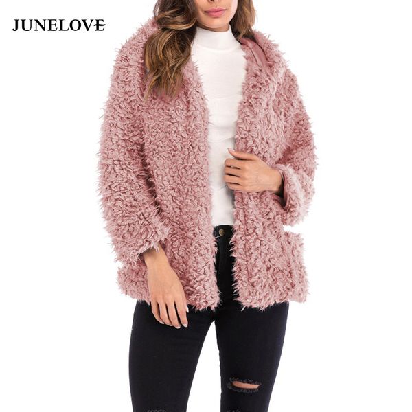 junelove women winter hooded warm coat vintage faux fur female open stitck coat jacket casual street wear lady loose outwears, Black
junelove women winter hooded warm coat vintage faux fur female open stitck coat jacket casual street wear lady loose outwears, Black