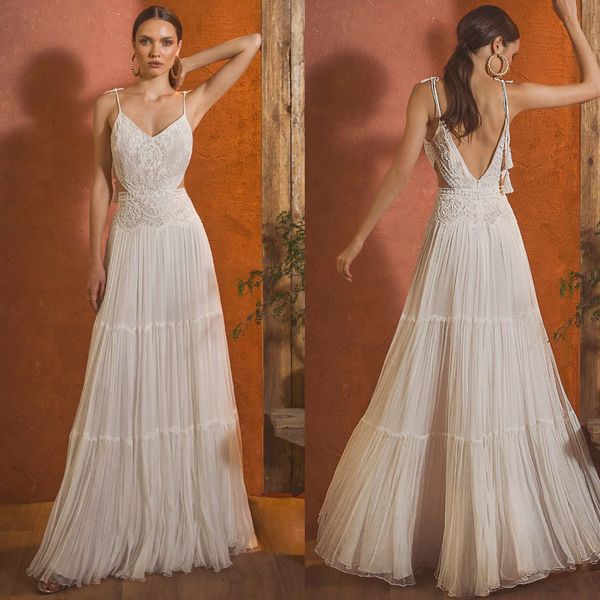 vintage bohemian a line wedding dresses elegant spahetti v neck backless wedding dress lace appliqu bridal gown, White
vintage bohemian a line wedding dresses elegant spahetti v neck backless wedding dress lace appliqu bridal gown, White