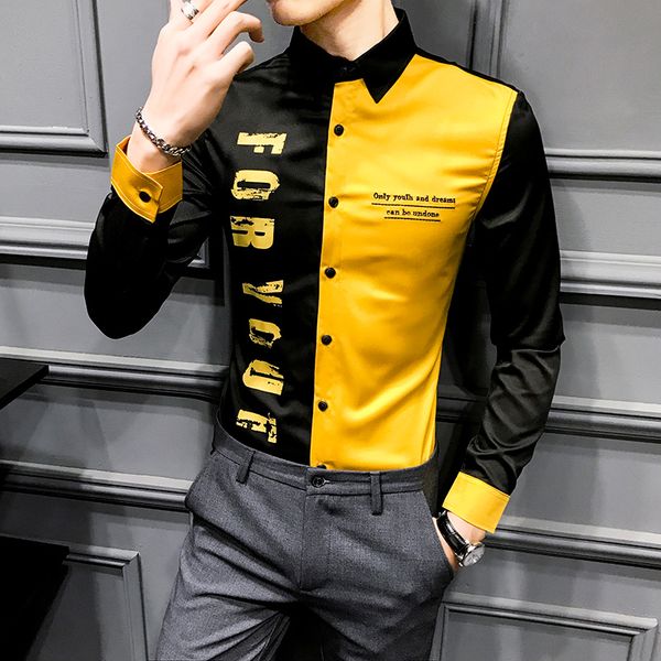 2020 new style male spring slim fit casual cotton with long sleeves shirts/men's color matching lapel shirts s-3xl, White;black
2020 new style male spring slim fit casual cotton with long sleeves shirts/men's color matching lapel shirts s-3xl, White;black