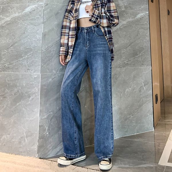 korean style straight jeans women high waist vintage wide leg jean for women summer loose casual denim pants simple thin trouser, Blue
korean style straight jeans women high waist vintage wide leg jean for women summer loose casual denim pants simple thin trouser, Blue