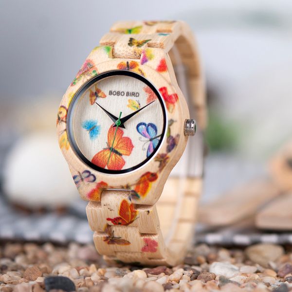 BOBO BIRD Wholesale Butterfly Handmade Custom Bamboo Wood Quartz Watch Women Gender relogio in Gift Box
BOBO BIRD Wholesale Butterfly Handmade Custom Bamboo Wood Quartz Watch Women Gender relogio in Gift Box