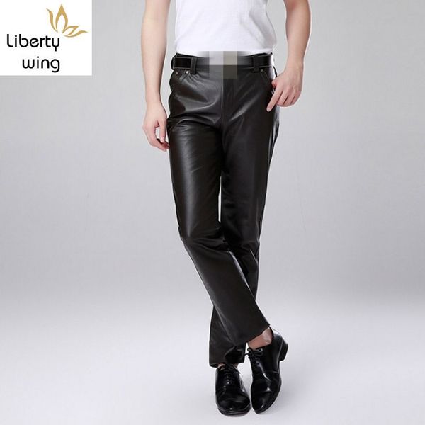 men luxury cowskin motorcycle large size straight genuine leather trousers new warm slim fit business casual pants, Black
men luxury cowskin motorcycle large size straight genuine leather trousers new warm slim fit business casual pants, Black