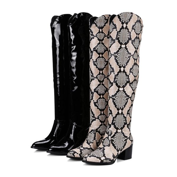 32 48 fashion western knight boots women's over knee thigh high snake print boots women slip-on heels shoes woman, Black
32 48 fashion western knight boots women's over knee thigh high snake print boots women slip-on heels shoes woman, Black