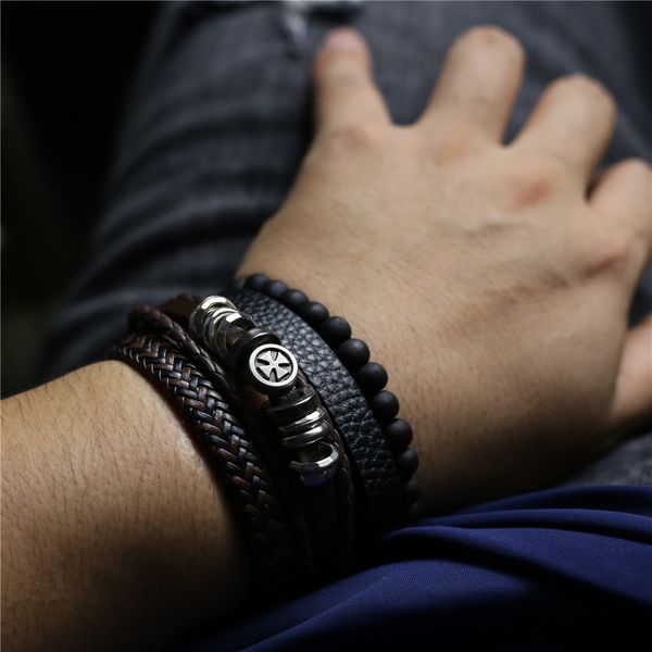 new arrival 4pcs/set feather skull cross hook charm wood beads men leather bracelets for women homme femme male jewelry, Golden;silver
new arrival 4pcs/set feather skull cross hook charm wood beads men leather bracelets for women homme femme male jewelry, Golden;silver