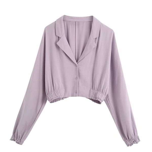 women's blouses & shirts women solid color turn down collar purple short smock blouse female lantern sleeve hem elastic shirt chic casu, White
women's blouses & shirts women solid color turn down collar purple short smock blouse female lantern sleeve hem elastic shirt chic casu, White
