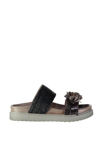pearl genuine leather black women 's slippers 120130007482
