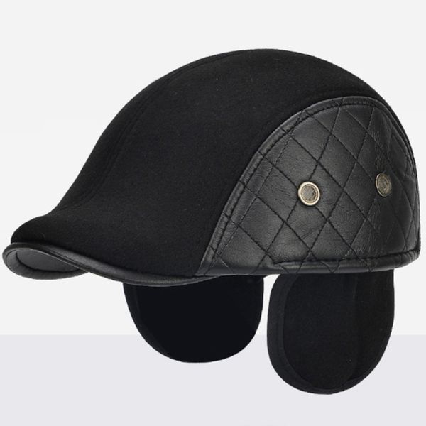 ht2058 men autumn winter hat with ear flap elder men wool beret casual solid leather flat ivy newsboy cap warm dad hat beret cap, Blue;gray
ht2058 men autumn winter hat with ear flap elder men wool beret casual solid leather flat ivy newsboy cap warm dad hat beret cap, Blue;gray