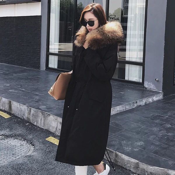 large real fur thick women parkas 2018 winter jacket women raccoon fur duck down jacket for winter coat female long parka, Black
large real fur thick women parkas 2018 winter jacket women raccoon fur duck down jacket for winter coat female long parka, Black