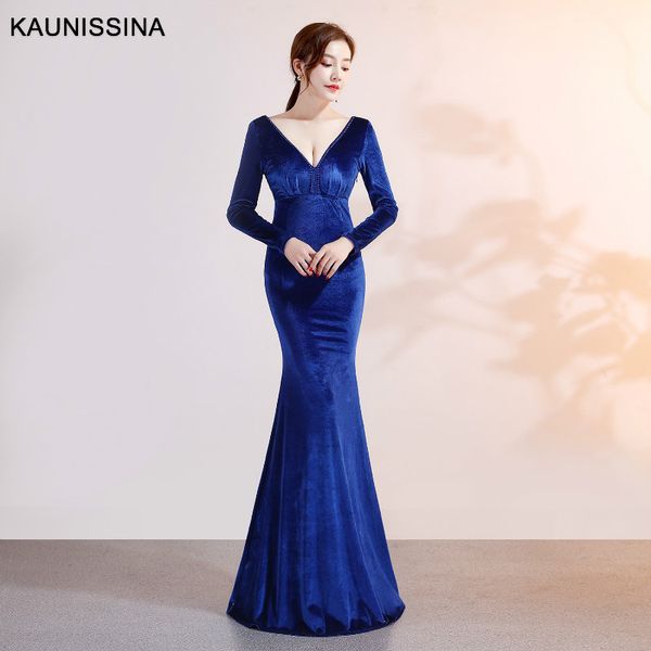 kaunissina long sleeve evening dress deep v-neck velvet prom gown long mermaid party dresses floor length spring autumn vestidos, White;black
kaunissina long sleeve evening dress deep v-neck velvet prom gown long mermaid party dresses floor length spring autumn vestidos, White;black