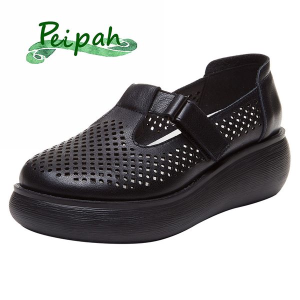 peipah genuine leather hollow out women's sandals summer platform high heels for women wedges casual shoes woman shallow slides, Black
peipah genuine leather hollow out women's sandals summer platform high heels for women wedges casual shoes woman shallow slides, Black