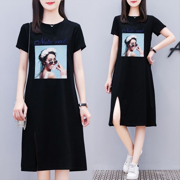 2020 large size women's printed knee-length t-shirt short-sleeved split casual dress women 2020 large size women's printed knee-le, White
2020 large size women's printed knee-length t-shirt short-sleeved split casual dress women 2020 large size women's printed knee-le, White