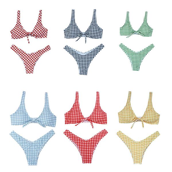 bowknot bikini women bandage plaid push-up bikini padded bra high waist bottom swimsuit bathing 2pcs set swimwear 6 colors
bowknot bikini women bandage plaid push-up bikini padded bra high waist bottom swimsuit bathing 2pcs set swimwear 6 colors