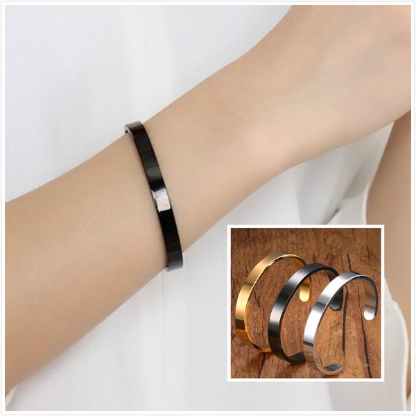 6mm 3 colors available fashion simple lady's bangle stainless steel open bracelet watchband jewelry gift for women girls j106, Black
6mm 3 colors available fashion simple lady's bangle stainless steel open bracelet watchband jewelry gift for women girls j106, Black