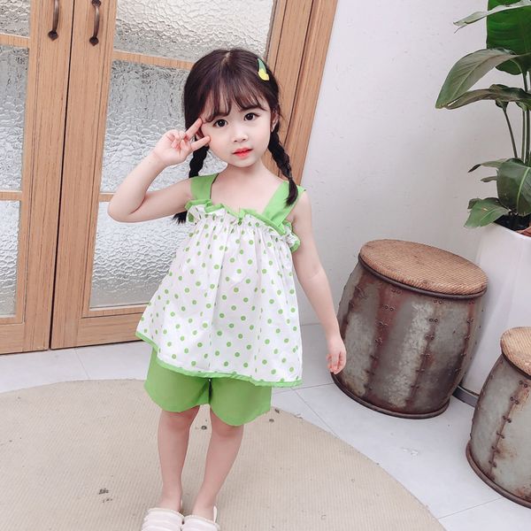 2020 summer baby girls sets polka dot with narrow straps with shorts wholesale, White
2020 summer baby girls sets polka dot with narrow straps with shorts wholesale, White