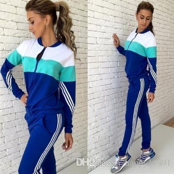 women's zipper tracksuits o-neck long sleeves striped casual patchwork hip sport suit sportswear jogger suits for women, White
women's zipper tracksuits o-neck long sleeves striped casual patchwork hip sport suit sportswear jogger suits for women, White
