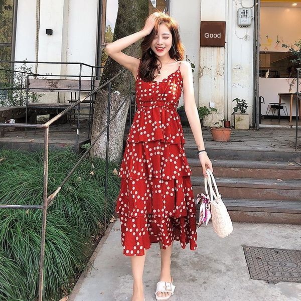 french dress beach beach girl tea break skirt autumn seaside holiday long skirt suspender polka dot dress, White;black
french dress beach beach girl tea break skirt autumn seaside holiday long skirt suspender polka dot dress, White;black