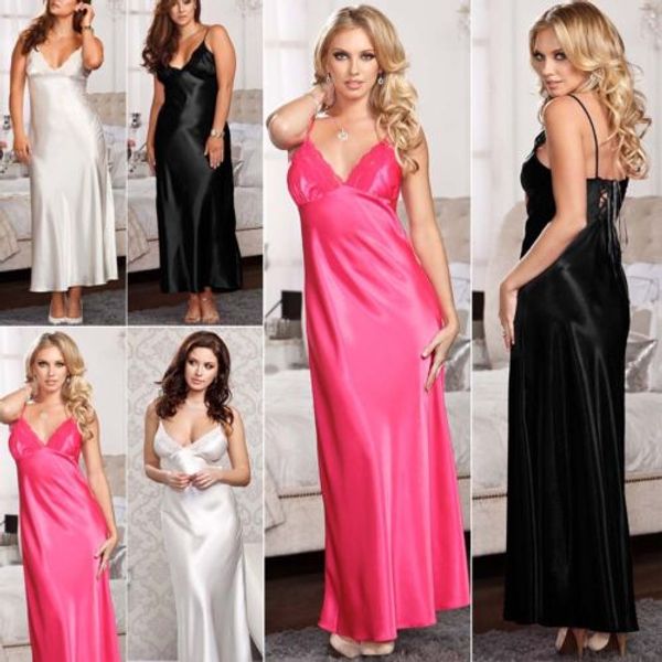 new womens ladies satin long nightdress silk lace lingerie nightgown sleepwear, Black;red
new womens ladies satin long nightdress silk lace lingerie nightgown sleepwear, Black;red