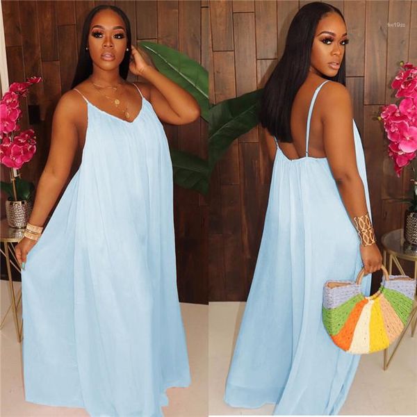 females loose pocket rompers womens solid color oversize jumpsuits summer designer spaghetti strap bakless chiffon deep v neck dress, Black;white
females loose pocket rompers womens solid color oversize jumpsuits summer designer spaghetti strap bakless chiffon deep v neck dress, Black;white