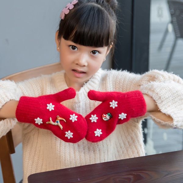 winter baby boys girls gloves knitted xmas cartton warm rope full finger mittens gloves for children toddler kids, White 
winter baby boys girls gloves knitted xmas cartton warm rope full finger mittens gloves for children toddler kids, White