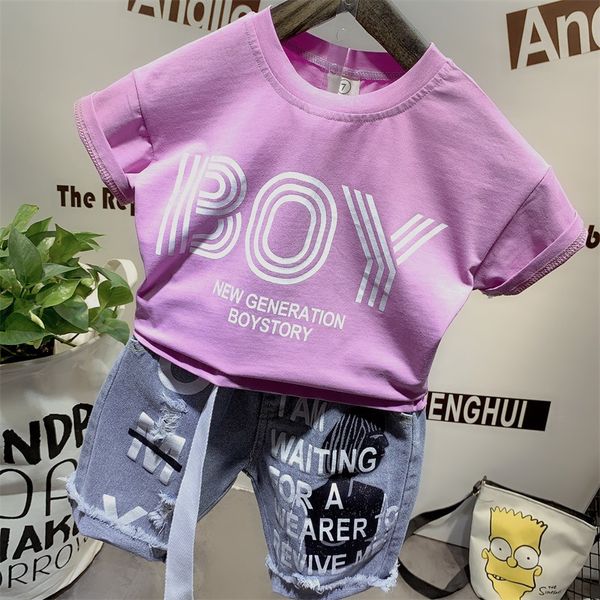 2pcs wlg boys outfits kids summer letter short sleeve t shirt and denim holes set baby boy fashion clothes for 2-6 years, White
2pcs wlg boys outfits kids summer letter short sleeve t shirt and denim holes set baby boy fashion clothes for 2-6 years, White