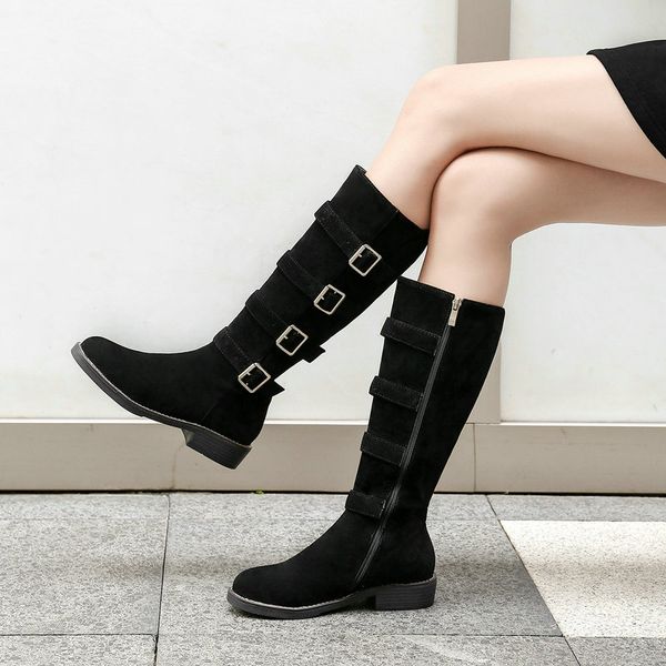 womens knee boots faux suede flat heel riding motorcycle knee high boots fashion buckle comfortable winter brown black
womens knee boots faux suede flat heel riding motorcycle knee high boots fashion buckle comfortable winter brown black