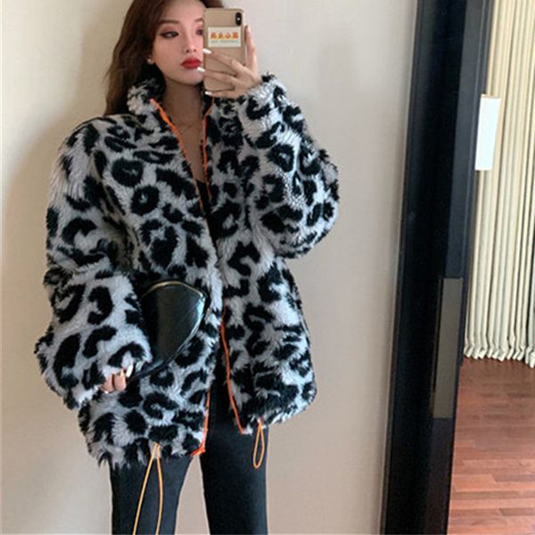 fashion leopard print lamb wool coat women casual thick warm winter jacket loose windbreaker parka winter wool coat, Black
fashion leopard print lamb wool coat women casual thick warm winter jacket loose windbreaker parka winter wool coat, Black