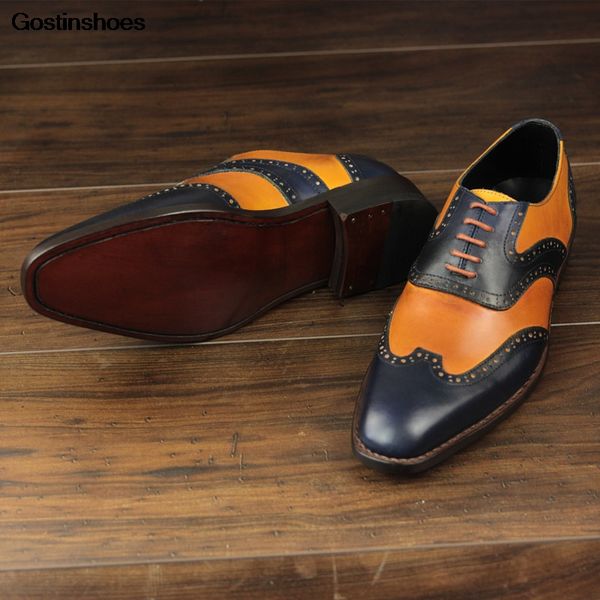 brogue genuine leather business formal wear square toe goodyear handmade shoes mixed colors combination, Black
brogue genuine leather business formal wear square toe goodyear handmade shoes mixed colors combination, Black