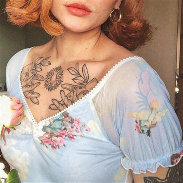 see through crop women ruffles short sleeve fishnet v neck angel cupid print lace up camisole loose casual t shirts, White
see through crop women ruffles short sleeve fishnet v neck angel cupid print lace up camisole loose casual t shirts, White