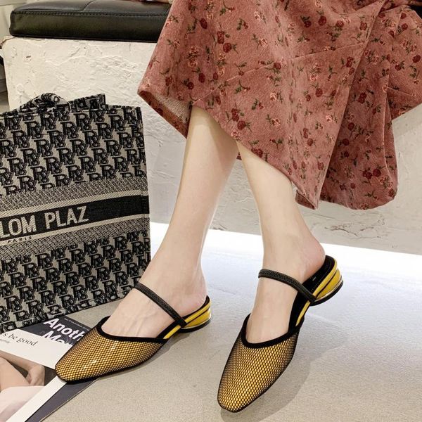 black yellow lace slippers square toe mules shoes women summer sandals fashion metal heel sandals women casual shoes 2020
black yellow lace slippers square toe mules shoes women summer sandals fashion metal heel sandals women casual shoes 2020
