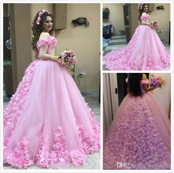 2018 new arrival 3d floral pink wedding dresses ball gown vintage off shoulder sleeveless tulle wedding bridal gowns, White
2018 new arrival 3d floral pink wedding dresses ball gown vintage off shoulder sleeveless tulle wedding bridal gowns, White