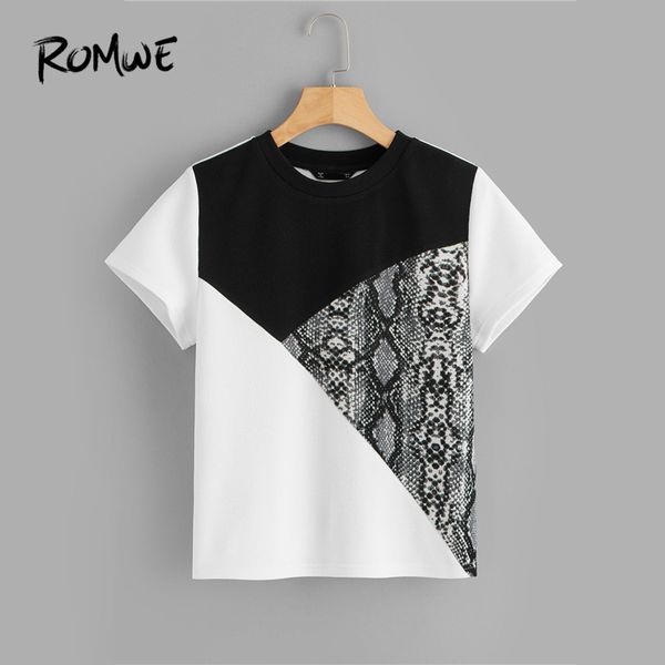 cut-and-sew short sleeve tee 2020 black and white short sleeve tees women snakeskin print summer round neck t shirt
cut-and-sew short sleeve tee 2020 black and white short sleeve tees women snakeskin print summer round neck t shirt