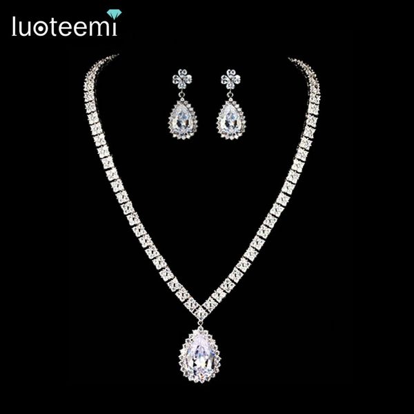 luoteemi brand selling noble angel tears pendant necklace earring cubic zircon rhinestone crystal for women bridal wedding jewelry set, Slivery;golden
luoteemi brand selling noble angel tears pendant necklace earring cubic zircon rhinestone crystal for women bridal wedding jewelry set, Slivery;golden