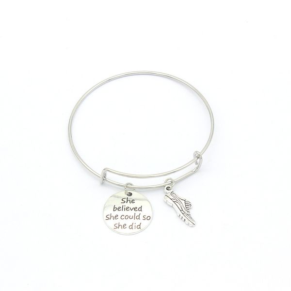 ancient silver she believed she could so she did letter&sneakers bracelet bangle personality creative couple jewelry holiday gifts, Black
ancient silver she believed she could so she did letter&sneakers bracelet bangle personality creative couple jewelry holiday gifts, Black