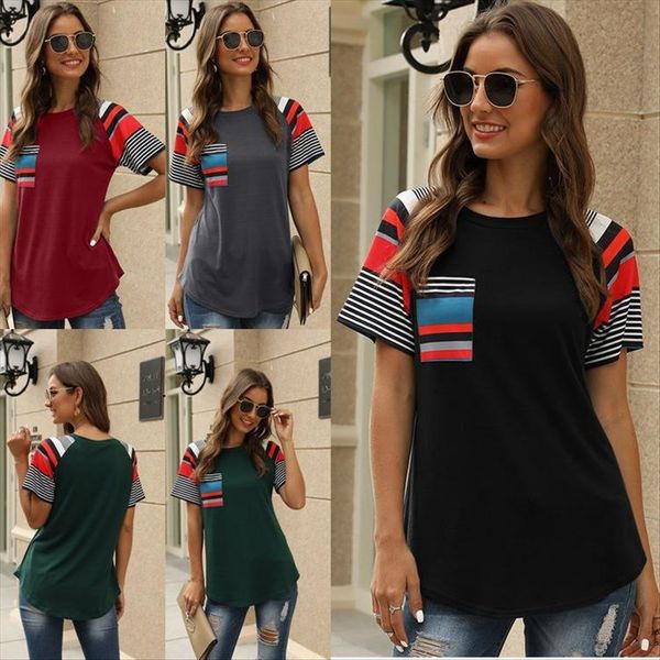2020 summer short-sleeved striped printed stitching t-shirt 2020 summer short-sleeved women's striped printed stitching women's t, White
2020 summer short-sleeved striped printed stitching t-shirt 2020 summer short-sleeved women's striped printed stitching women's t, White