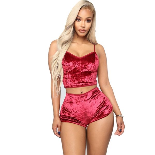 fashion sleepwear sets velvet solid color elastic shorts v neck sling vest crop 2pcs outfits women pajama suit apparel 27my e19, Blue;gray
fashion sleepwear sets velvet solid color elastic shorts v neck sling vest crop 2pcs outfits women pajama suit apparel 27my e19, Blue;gray
