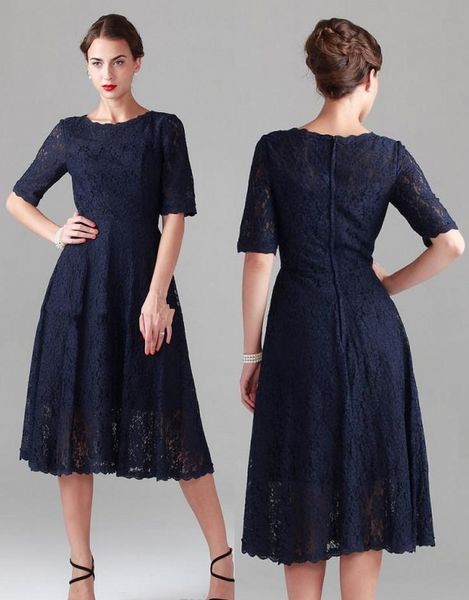 vintage navy blue tea-length lace mother of the bride dresses half long sleeve beach bridesmaid bridal party evening gowns, Black;red
vintage navy blue tea-length lace mother of the bride dresses half long sleeve beach bridesmaid bridal party evening gowns, Black;red