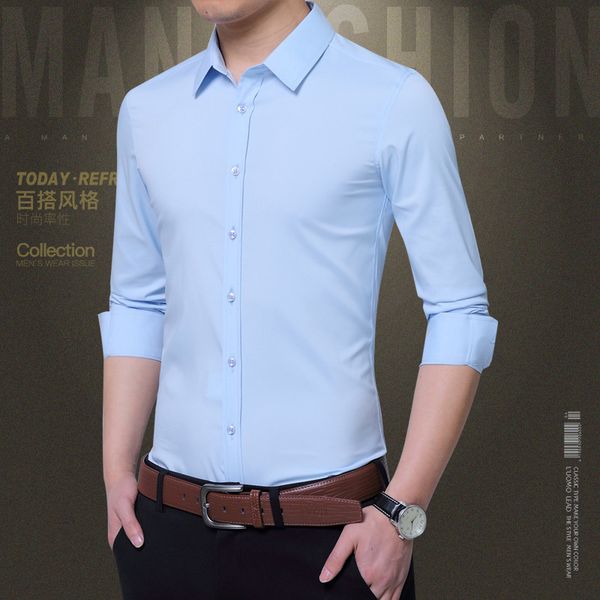 long sleeve shirt men business leisure shirts mens slim clothing white, White;black
long sleeve shirt men business leisure shirts mens slim clothing white, White;black