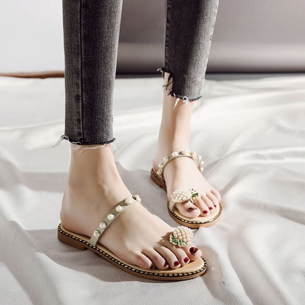 2019 women flip flops pearl summer sandals fashion flat slippers beach shoes shallow slippers women solid slides, Black
2019 women flip flops pearl summer sandals fashion flat slippers beach shoes shallow slippers women solid slides, Black