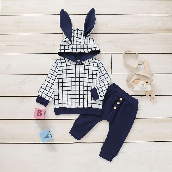 autumn infant baby boy girl clothes ears plaids hoodie +long pants outfit autumn infant baby boy girl clothes ears plaids hoodie +long pants outfit