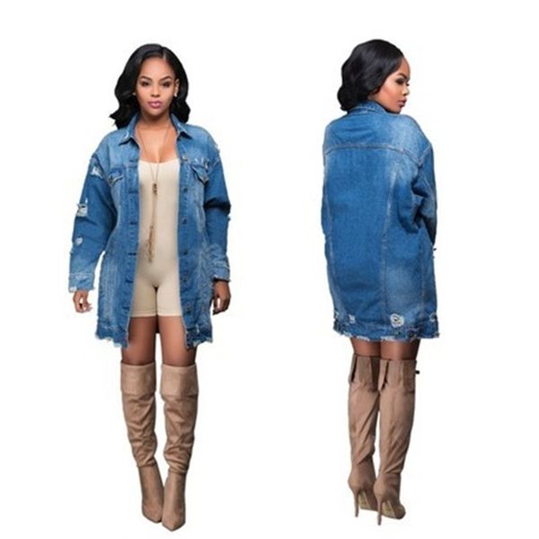 blue denim jacket women's autumn casual mid-length ripped hole denim jacket girls long sleeve trench coat female clothing, Black;brown
blue denim jacket women's autumn casual mid-length ripped hole denim jacket girls long sleeve trench coat female clothing, Black;brown