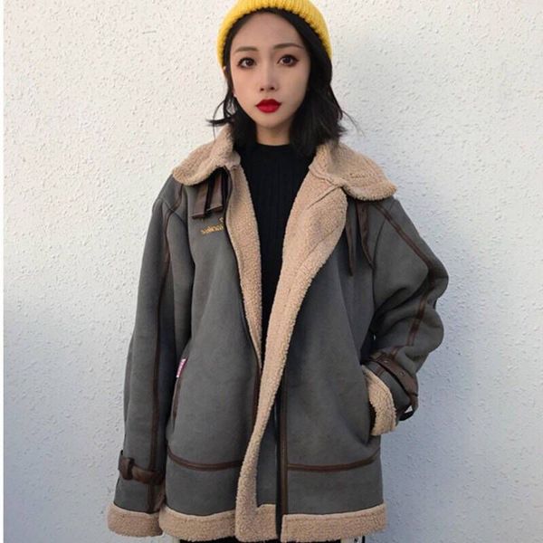 2019 new suede jackets autumn winter coat female stand collar cotton clothing women retro lamb hair jackets outerwear v1336, Black
2019 new suede jackets autumn winter coat female stand collar cotton clothing women retro lamb hair jackets outerwear v1336, Black