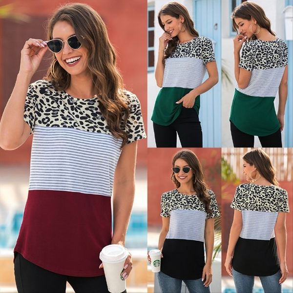 2020 season leopard-print black and white stripes panel short sleeve round collar t-shirt nv shang yi
2020 season leopard-print black and white stripes panel short sleeve round collar t-shirt nv shang yi