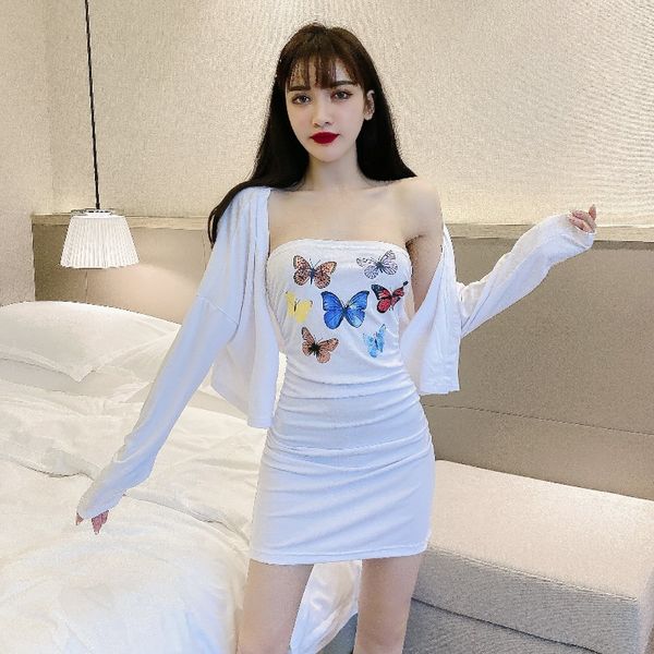 женская printed бабочка slim-fit stretch sexy tube top hip платье с длинными рукавами солнцезащитный кардиган two-piece set, White;black
женская printed бабочка slim-fit stretch sexy tube top hip платье с длинными рукавами солнцезащитный кардиган two-piece set, White;black