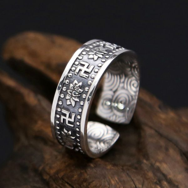 925 pure silver hand-carved lotus pattern retro personality trend ring thai pure silver jewelry couple ring jewelry weight 4.6g, Golden;silver
925 pure silver hand-carved lotus pattern retro personality trend ring thai pure silver jewelry couple ring jewelry weight 4.6g, Golden;silver