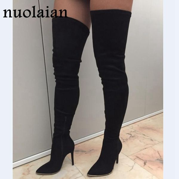10.5cm high heels boot womens thigh high boots woman long boots over the knee faux suede leather boot ladies snow shoe chaussure, Black
10.5cm high heels boot womens thigh high boots woman long boots over the knee faux suede leather boot ladies snow shoe chaussure, Black